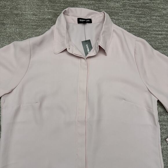 Express Portofino Shirt Womens Medium Light Pink Button Up Blouse Career Capsule - Picture 2 of 12